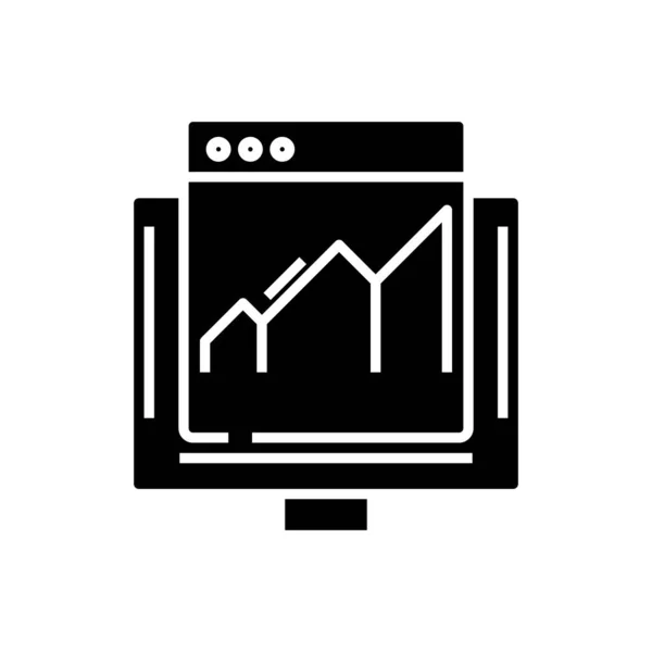 Gráfico ícone preto, ilustração conceito, símbolo plano vetorial, sinal de glifo . —  Vetores de Stock