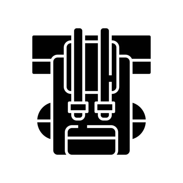 Plecak kempingowy czarny ikona, ilustracja koncepcyjna, wektor płaski symbol, znak glifa. — Wektor stockowy