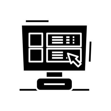 Siyah simge, konsept illüstrasyon, vektör düz sembol, kabartma işareti seçiliyor.