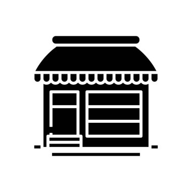 İnşaatçı dükkanı simgesi, konsept illüstrasyon, vektör düz sembol, kabartma işareti.