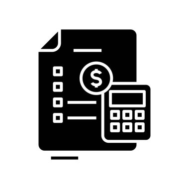 Rapor siyah simgesi, konsept illüstrasyon, vektör düz sembol, kabartma işareti hesaplanıyor.