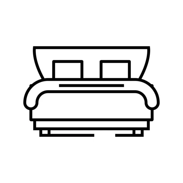 Ícone da linha de cama do hotel, sinal do conceito, ilustração do vetor do esboço, símbolo linear . — Vetor de Stock