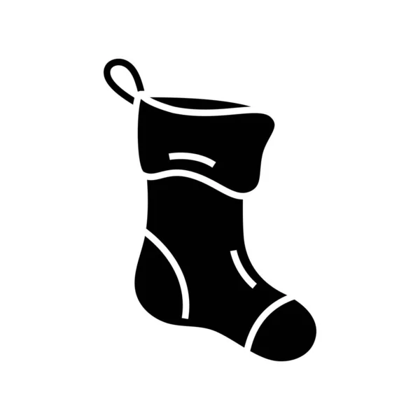 Calcetines de Navidad icono negro, concepto de ilustración, vector de símbolo plano, signo de glifo . — Vector de stock