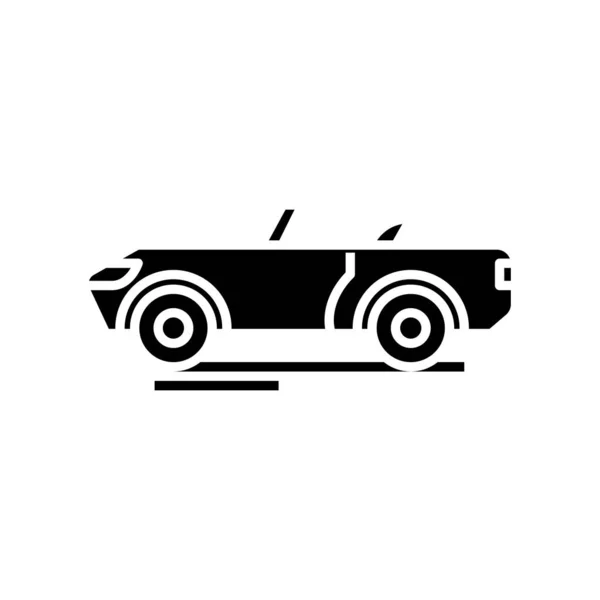 Kabriolet černá ikona, koncept ilustrace, vektorový plochý symbol, znak glyf. — Stockový vektor
