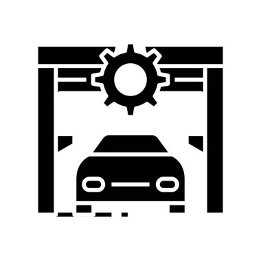 Araba servisi simgesi, konsept illüstrasyon, vektör düz sembol, kabartma işareti.