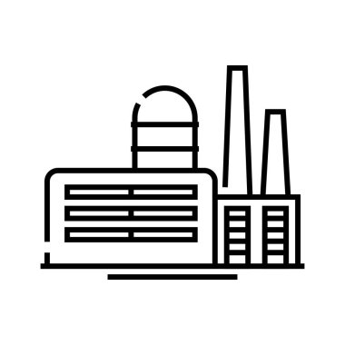Endüstri inşa çizgisi simgesi, kavram işareti, ana hatlı vektör çizimi, doğrusal sembol.