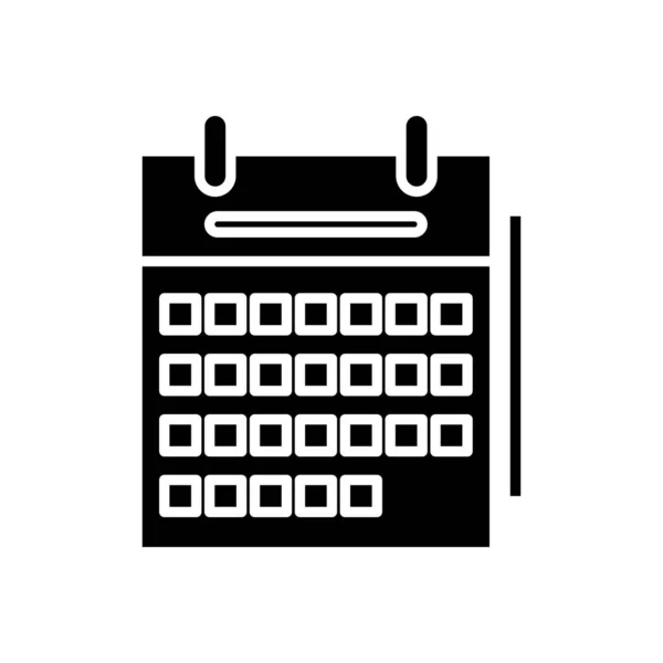 Kalender svart ikon, begrepp illustration, vektor platt symbol, glyf tecken. — Stock vektor