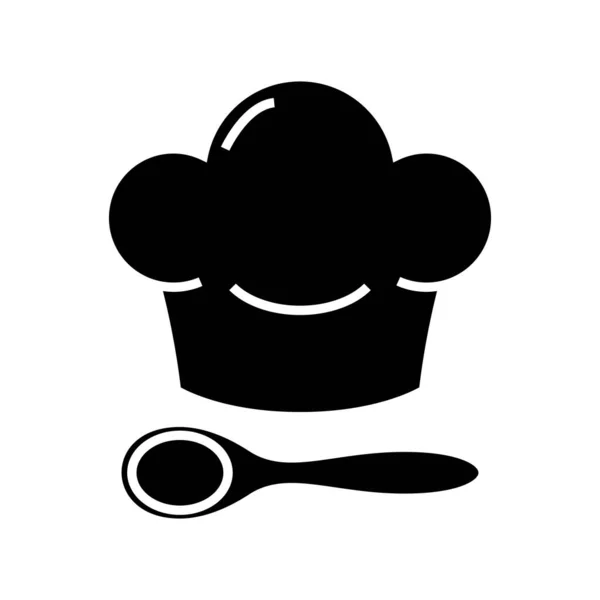 Cappello da chef icona nera, illustrazione concettuale, simbolo piatto vettoriale, segno di glifo . — Vettoriale Stock