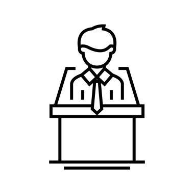 Önemli patron çizgisi simgesi, kavram işareti, taslak vektör çizimi, doğrusal sembol.