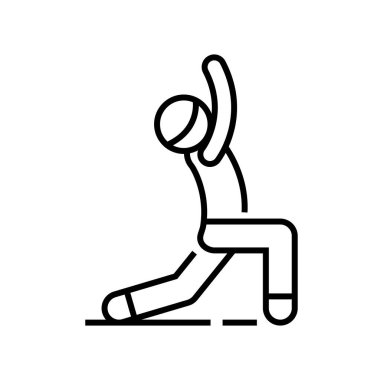 Jimnastik sınıfı simgesi, kavram işareti, ana hatlı vektör çizimi, doğrusal sembol.