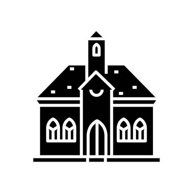 Kilise simgesi, konsept illüstrasyon, vektör düz sembol, sembol işareti.