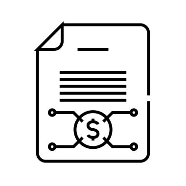 Gelir raporu çizelgesi simgesi, kavram işareti, özet vektör çizimi, doğrusal sembol.