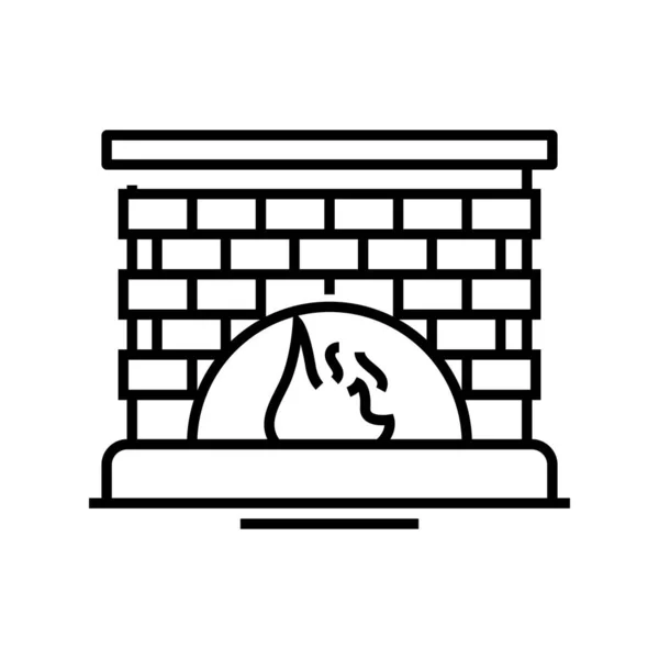 Home fireplace line icon, concept sign, outline vector illustration, linear symbol. — Stock Vector