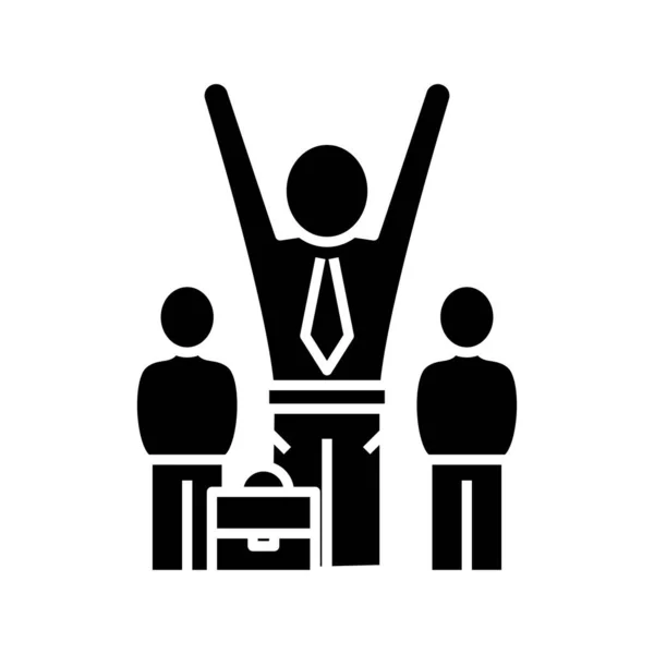 Équipe d'affaires icône noire, illustration de concept, symbole plat vectoriel, signe de glyphe . — Image vectorielle