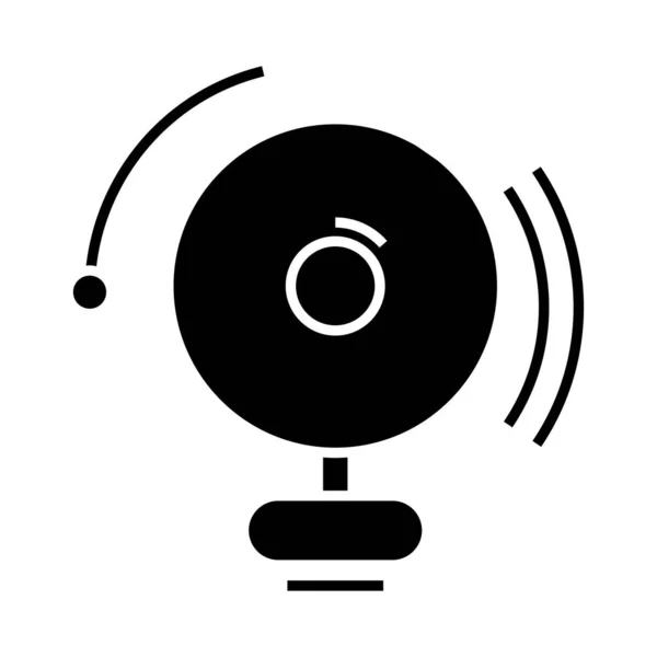 Alarme de rupture icône noire, illustration de concept, symbole plat vectoriel, signe de glyphe . — Image vectorielle