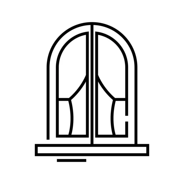 Icône de ligne de fenêtre d'accueil, signe de concept, illustration vectorielle de contour, symbole linéaire . — Image vectorielle