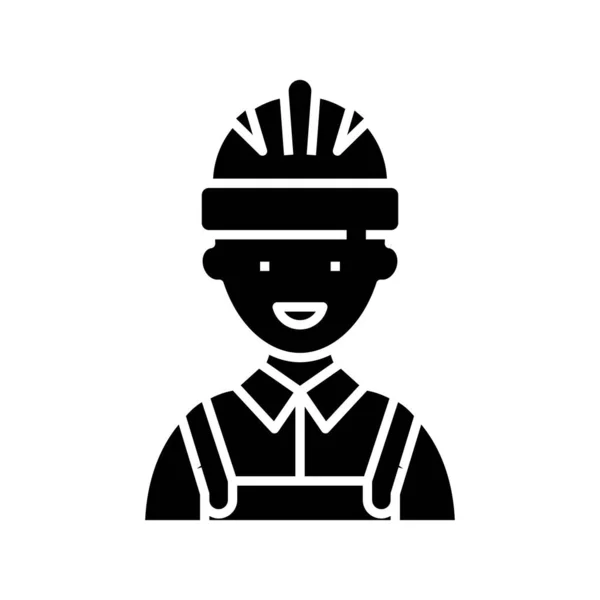 Builder black icon, concept illustration, vector flat symbol, glyph sign. — Stock Vector