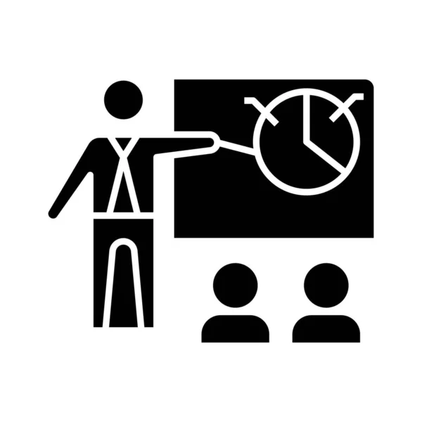 Coaching d'entreprise icône noire, illustration de concept, symbole plat vectoriel, signe de glyphe . — Image vectorielle