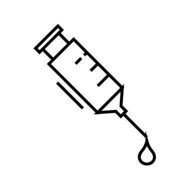 Enjeksiyon hapı çizgisi simgesi, konsept işareti, ana hatlı vektör çizimi, doğrusal sembol.