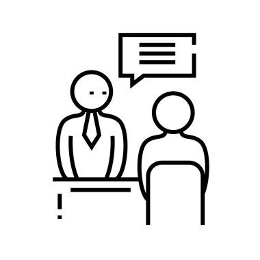 Önemli talimatlar satırı simgesi, kavram işareti, ana hatlar vektör çizimi, doğrusal sembol.