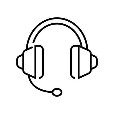 Kulaklık çizgisi simgesi, konsept işareti, ana hatlı vektör çizimi, doğrusal sembol.