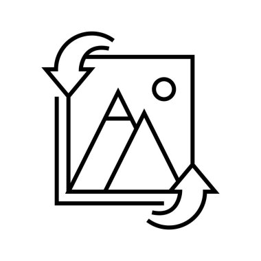 Resim dönüştürme çizgisi simgesi, konsept işareti, özet vektör çizimi, doğrusal sembol.