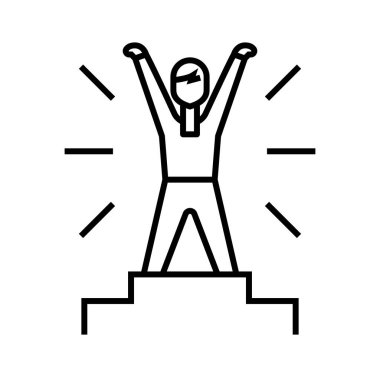 Yüksek başarılı çizgi simgesi, kavram işareti, ana hatlı vektör çizimi, doğrusal sembol.