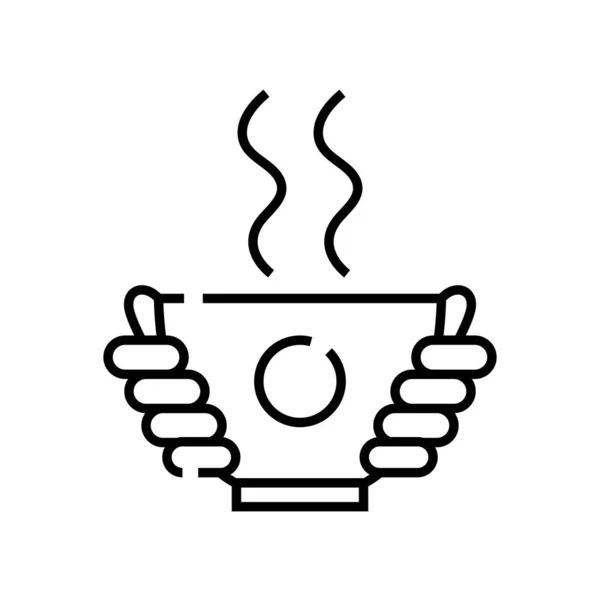 Icono de línea de té caliente, signo de concepto, ilustración de vectores de contorno, símbolo lineal . — Archivo Imágenes Vectoriales