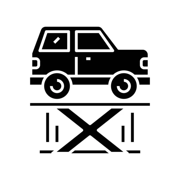 Icono negro del diagnóstico del coche, ilustración del concepto, símbolo plano del vector, signo del glifo . — Vector de stock