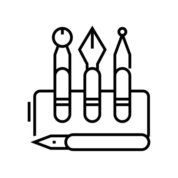Bläck pennor linje ikon, begrepp tecken, kontur vektor illustration, linjär symbol. — Stock vektor