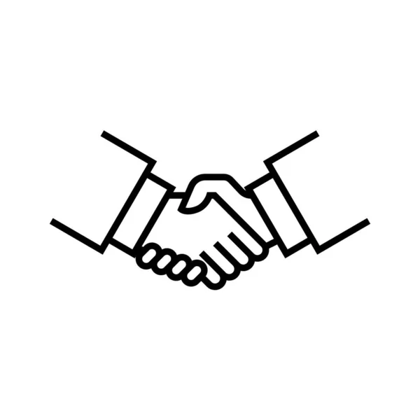 Handshake Liniensymbol, Konzeptzeichen, Umrissvektorillustration, lineares Symbol. — Stockvektor