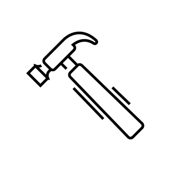 Icono de línea de martillo, signo de concepto, ilustración de vectores de contorno, símbolo lineal . — Archivo Imágenes Vectoriales