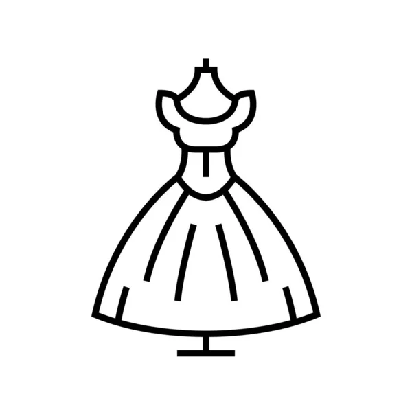 Handgemaakte jurk lijn pictogram, concept teken, omtrek vector illustratie, lineair symbool. — Stockvector