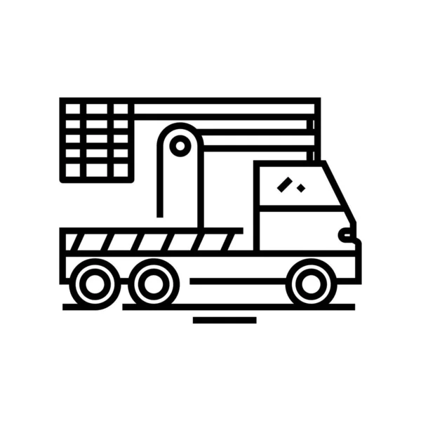 Ikona linii żurawia przemysłowego, znak koncepcyjny, ilustracja wektora zarysu, symbol liniowy. — Wektor stockowy