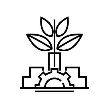 Büyüyen üretim çizgisi simgesi, konsept işareti, özet vektör çizimi, doğrusal sembol.