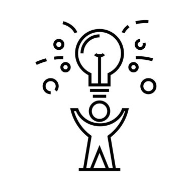 Büyük çözüm çizgisi simgesi, kavram işareti, ana hatlı vektör çizimi, doğrusal sembol.