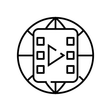 Genel video çizgisi simgesi, konsept işareti, özet vektör çizimi, doğrusal sembol.