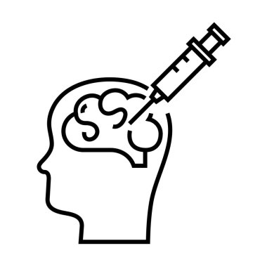 Fikir enjeksiyon çizgisi simgesi, kavram işareti, taslak vektör çizimi, doğrusal sembol.