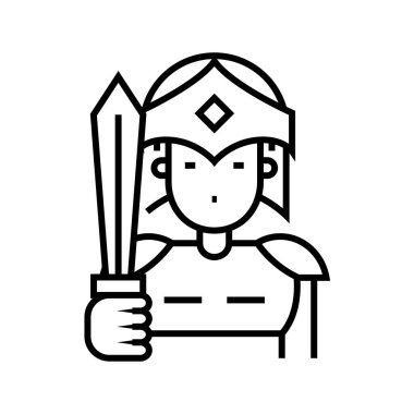 Büyük savaşçı çizgisi simgesi, kavram işareti, ana hatlı vektör çizimi, doğrusal sembol.