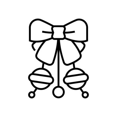 Tatil dekorasyon çizgisi simgesi, kavram işareti, taslak vektör çizimi, doğrusal sembol.