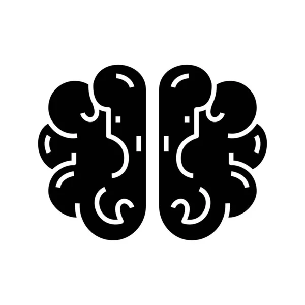 Beyin araştırması siyah simgesi, konsept illüstrasyon, vektör düz sembol, kabartma işareti. — Stok Vektör
