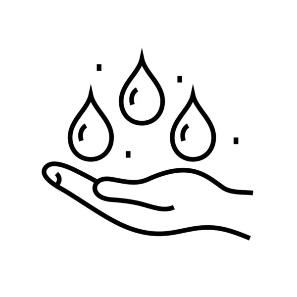 Ícone da linha de hidratação da mão, signo do conceito, ilustração do vetor do contorno, símbolo linear . — Vetor de Stock