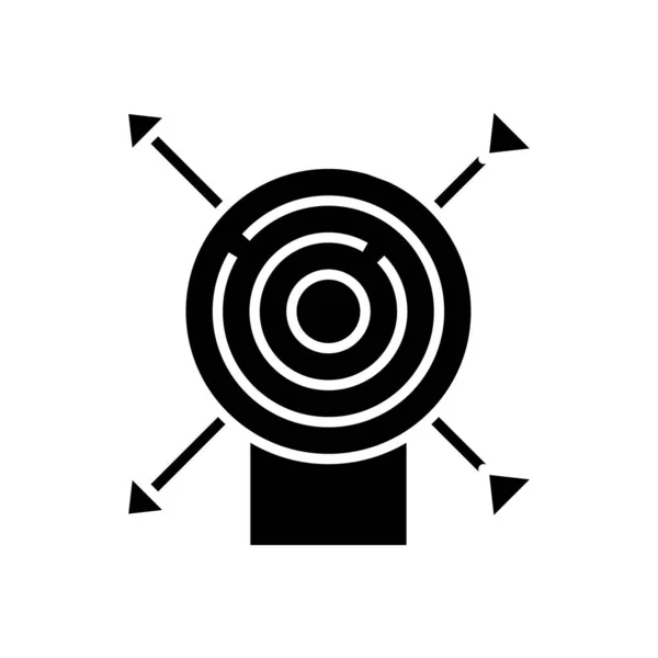 Objectif central icône noire, illustration de concept, symbole plat vectoriel, signe de glyphe . — Image vectorielle