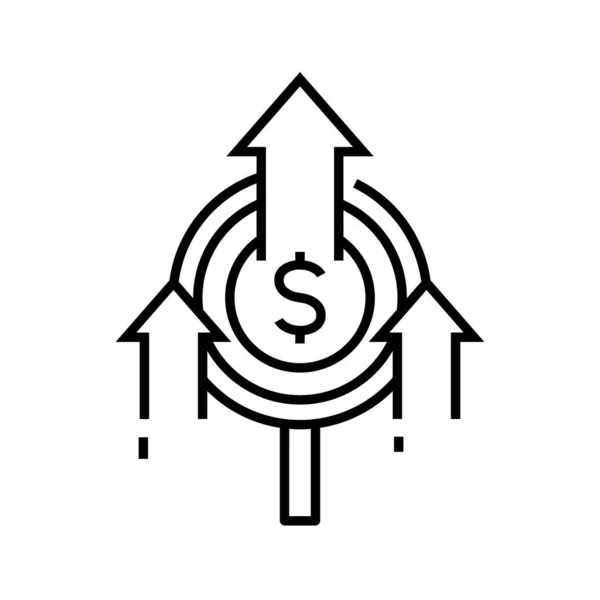 Inkomst tillväxt linje ikon, begrepp tecken, kontur vektor illustration, linjär symbol. — Stock vektor