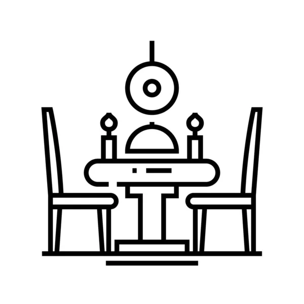 Ícone de linha de jantar de férias, sinal de conceito, ilustração de vetor de contorno, símbolo linear . — Vetor de Stock