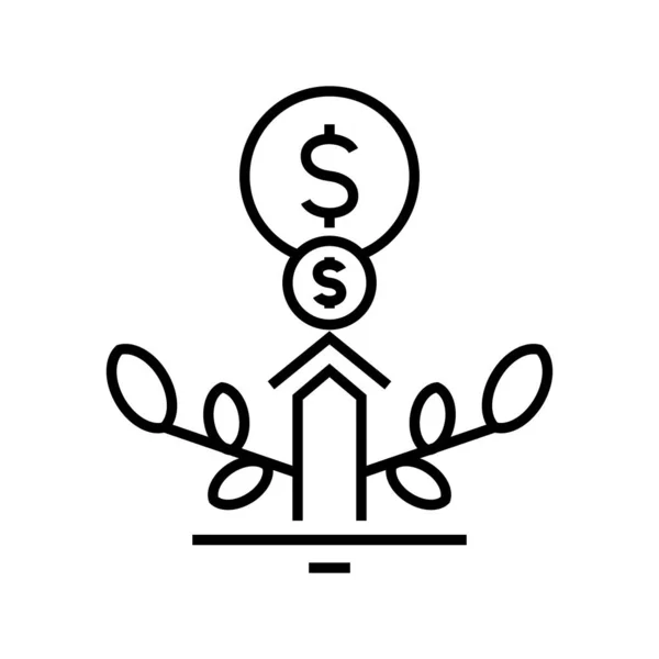 Ícone de linha de renda crescente, sinal de conceito, ilustração vetorial de contorno, símbolo linear . — Vetor de Stock