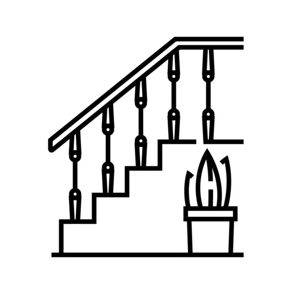 Home lépcső vonal ikon, fogalom jel, vázlat vektor illusztráció, lineáris szimbólum. — Stock Vector