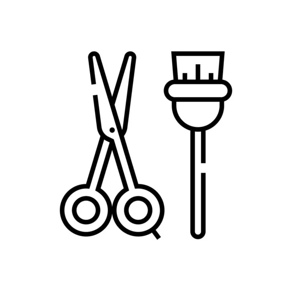 Ícone de linha de instrumentos de cabeleireiro, sinal de conceito, ilustração vetorial de contorno, símbolo linear . — Vetor de Stock