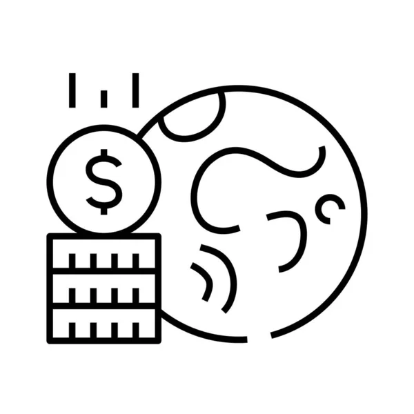 Icône de la ligne financière mondiale, signe conceptuel, illustration vectorielle de contour, symbole linéaire . — Image vectorielle