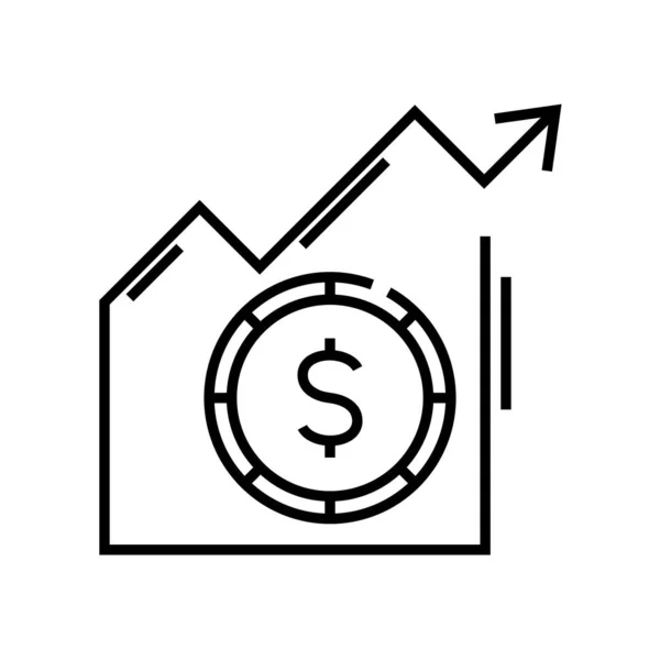 Income growth line icon, concept sign, outline vector illustration, linear symbol. — Stock Vector